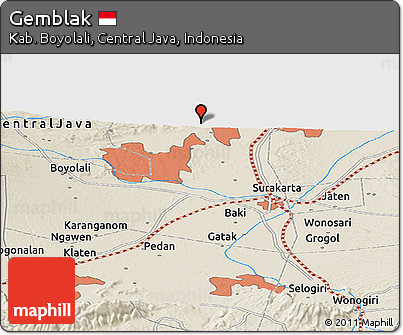 Shaded Relief Panoramic Map of Gemblak