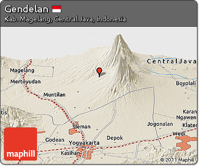 Shaded Relief Panoramic Map of Gendelan