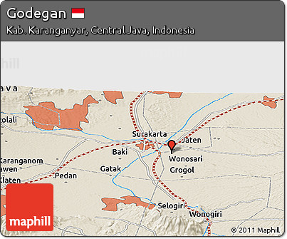 Shaded Relief Panoramic Map of Godegan