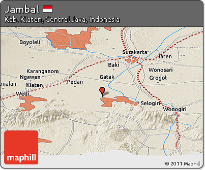 Shaded Relief Panoramic Map of Jambal