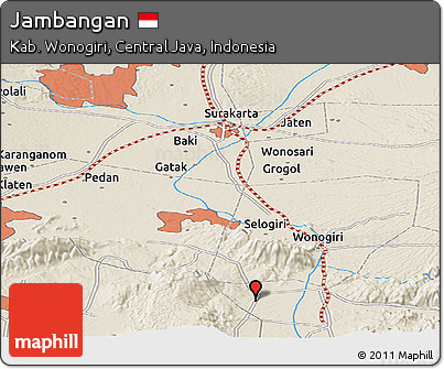 Shaded Relief Panoramic Map of Jambangan