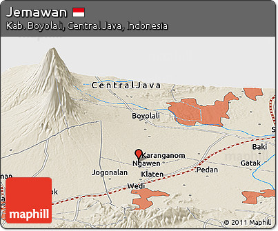 Shaded Relief Panoramic Map of Jemawan
