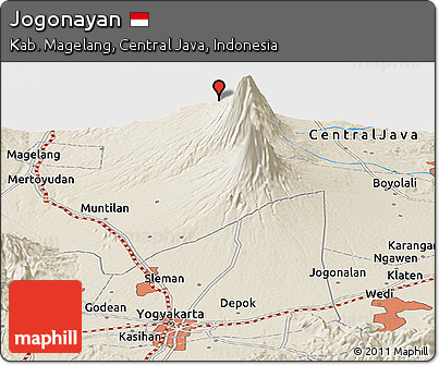 Shaded Relief Panoramic Map of Jogonayan