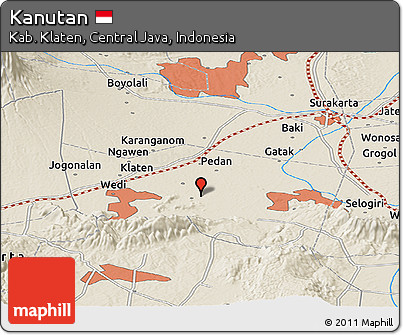 Shaded Relief Panoramic Map of Kanutan
