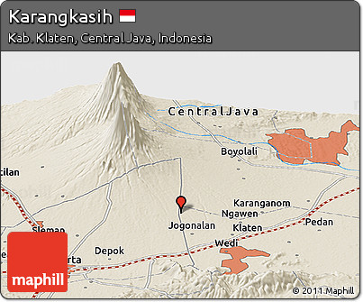Shaded Relief Panoramic Map of Karangkasih