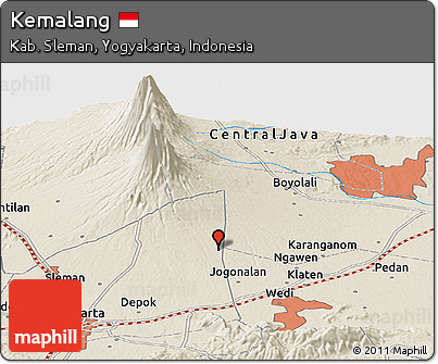 Shaded Relief Panoramic Map of Kemalang