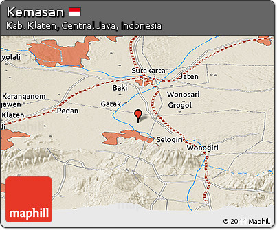 Shaded Relief Panoramic Map of Kemasan
