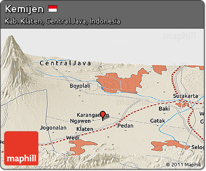 Shaded Relief Panoramic Map of Kemijen
