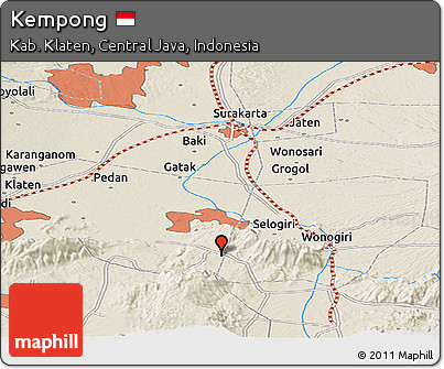 Shaded Relief Panoramic Map of Kempong