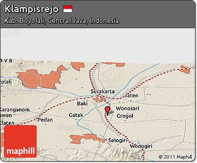 Shaded Relief Panoramic Map of Klampisrejo