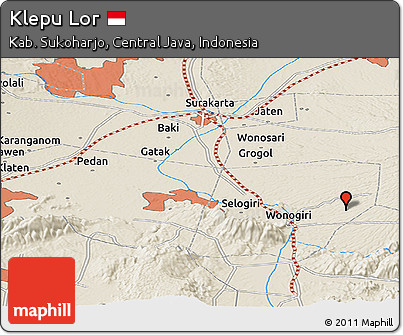 Shaded Relief Panoramic Map of Klepu Lor