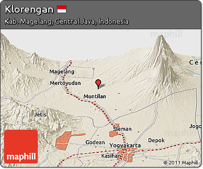 Shaded Relief Panoramic Map of Klorengan