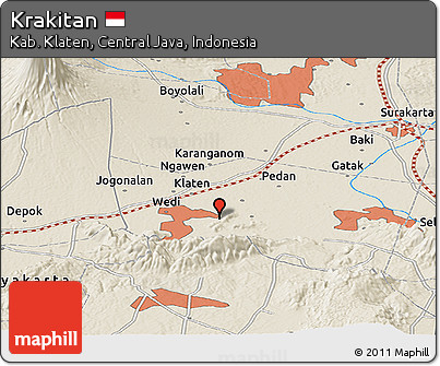 Shaded Relief Panoramic Map of Krakitan