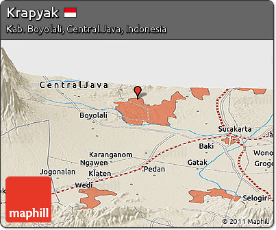 Shaded Relief Panoramic Map of Krapyak