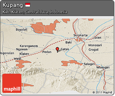Shaded Relief Panoramic Map of Kupang