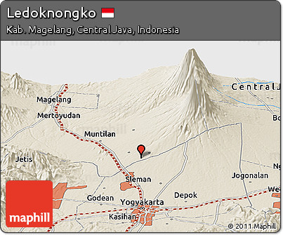 Shaded Relief Panoramic Map of Ledoknongko