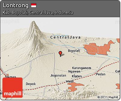 Shaded Relief Panoramic Map of Lontrong