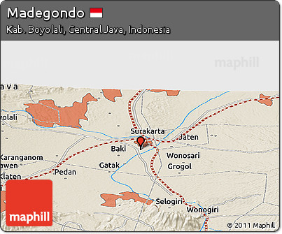 Shaded Relief Panoramic Map of Madegondo