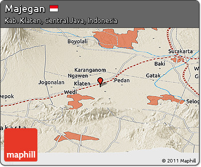 Shaded Relief Panoramic Map of Majegan