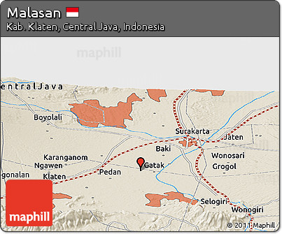 Shaded Relief Panoramic Map of Malasan