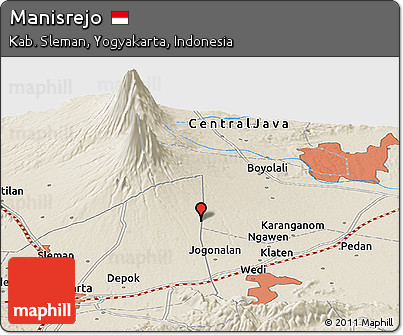 Shaded Relief Panoramic Map of Manisrejo