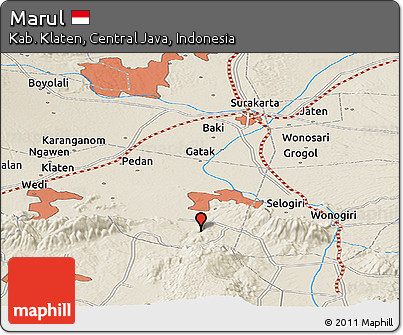 Shaded Relief Panoramic Map of Marul