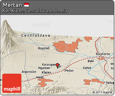 Shaded Relief Panoramic Map of Mertan