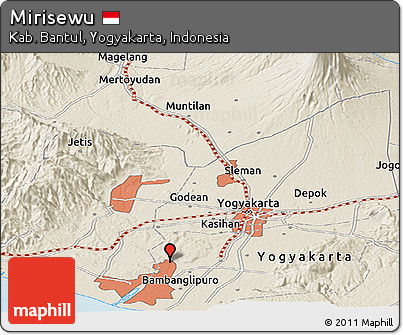 Shaded Relief Panoramic Map of Mirisewu