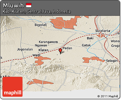 Shaded Relief Panoramic Map of Mluwih