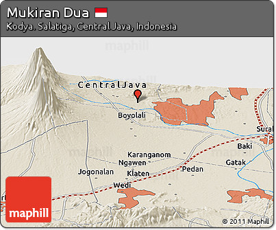 Shaded Relief Panoramic Map of Mukiran Dua