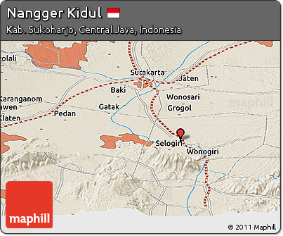 Shaded Relief Panoramic Map of Nangger Kidul
