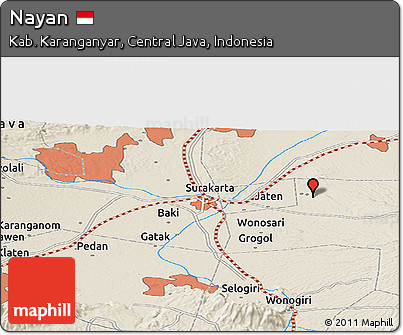 Shaded Relief Panoramic Map of Nayan