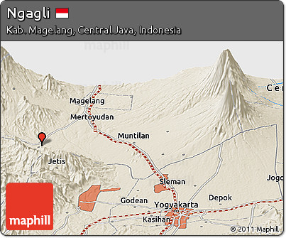 Shaded Relief Panoramic Map of Ngagli