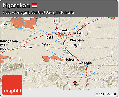 Shaded Relief Panoramic Map of Ngarakan
