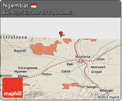 Shaded Relief Panoramic Map of Ngembat