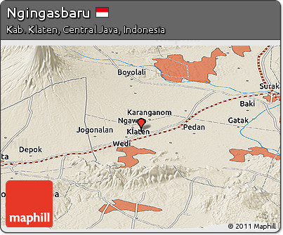 Shaded Relief Panoramic Map of Ngingasbaru
