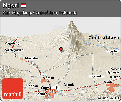 Shaded Relief Panoramic Map of Ngori