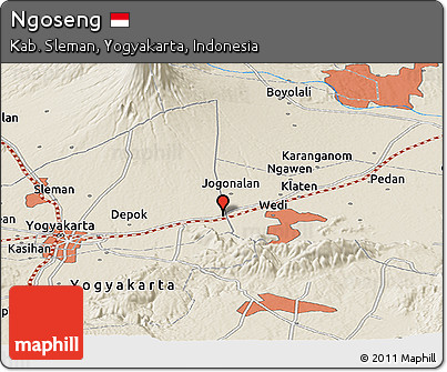 Shaded Relief Panoramic Map of Ngoseng