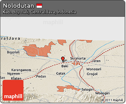 Shaded Relief Panoramic Map of Nolodutan