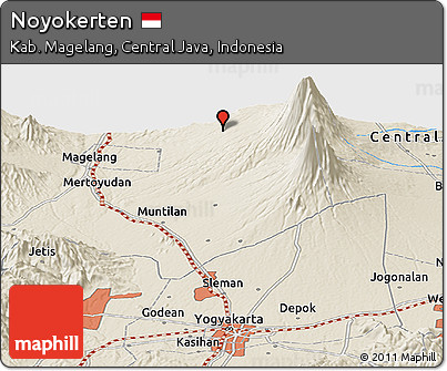 Shaded Relief Panoramic Map of Noyokerten