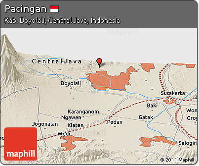 Shaded Relief Panoramic Map of Pacingan