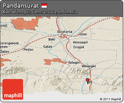 Shaded Relief Panoramic Map of Pandansurat
