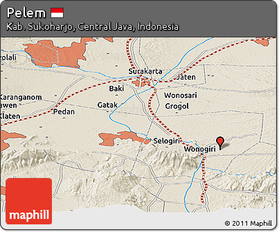 Shaded Relief Panoramic Map of Pelem