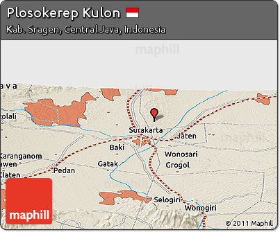 Shaded Relief Panoramic Map of Plosokerep Kulon