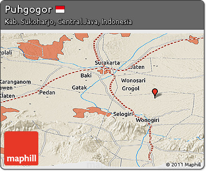 Shaded Relief Panoramic Map of Puhgogor