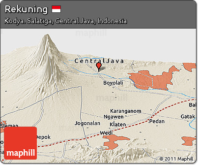 Shaded Relief Panoramic Map of Rekuning