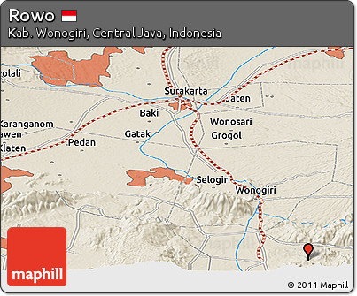 Shaded Relief Panoramic Map of Rowo