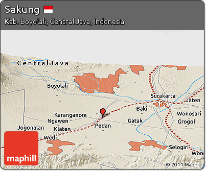 Shaded Relief Panoramic Map of Sakung