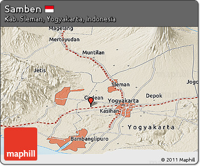 Shaded Relief Panoramic Map of Samben