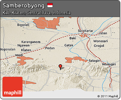 Shaded Relief Panoramic Map of Samberobyong